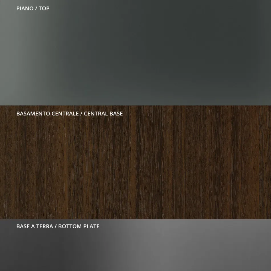 Runt matbord i rökt glas med träunderrede Made in Italy - Rondo Viadurini