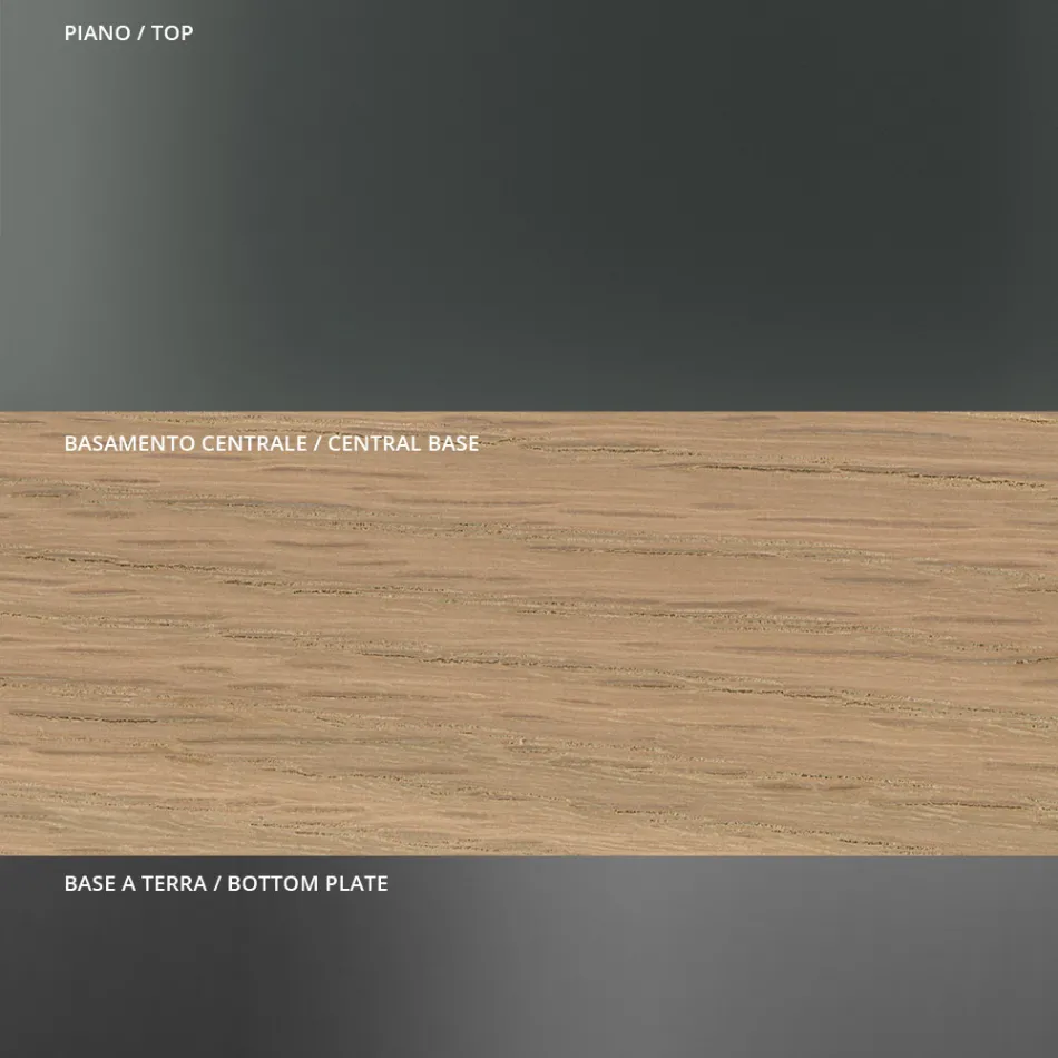 Runt matbord i rökt glas med träunderrede Made in Italy - Rondo Viadurini