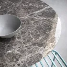 Runt matbord i glaskeramik och metall Tillverkat i Italien - Alfero Viadurini