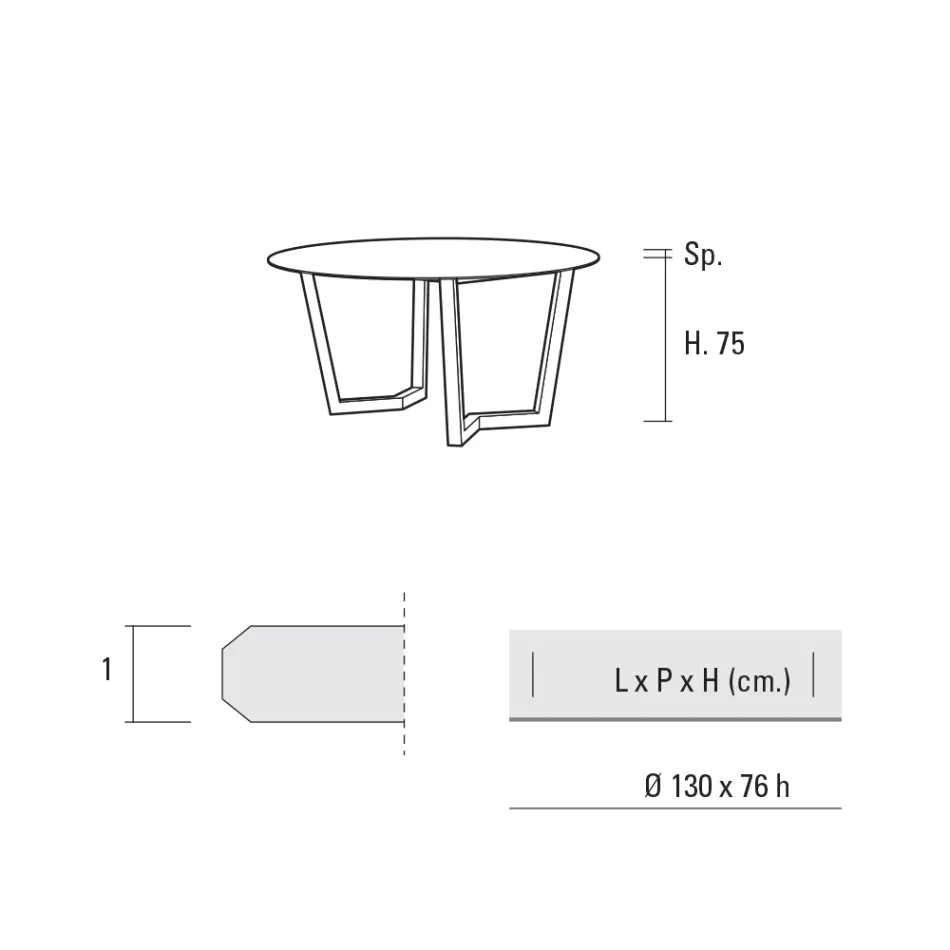 Runt matbord i metall och laminerad Hpl Tillverkad i Italien - Bastiano Viadurini