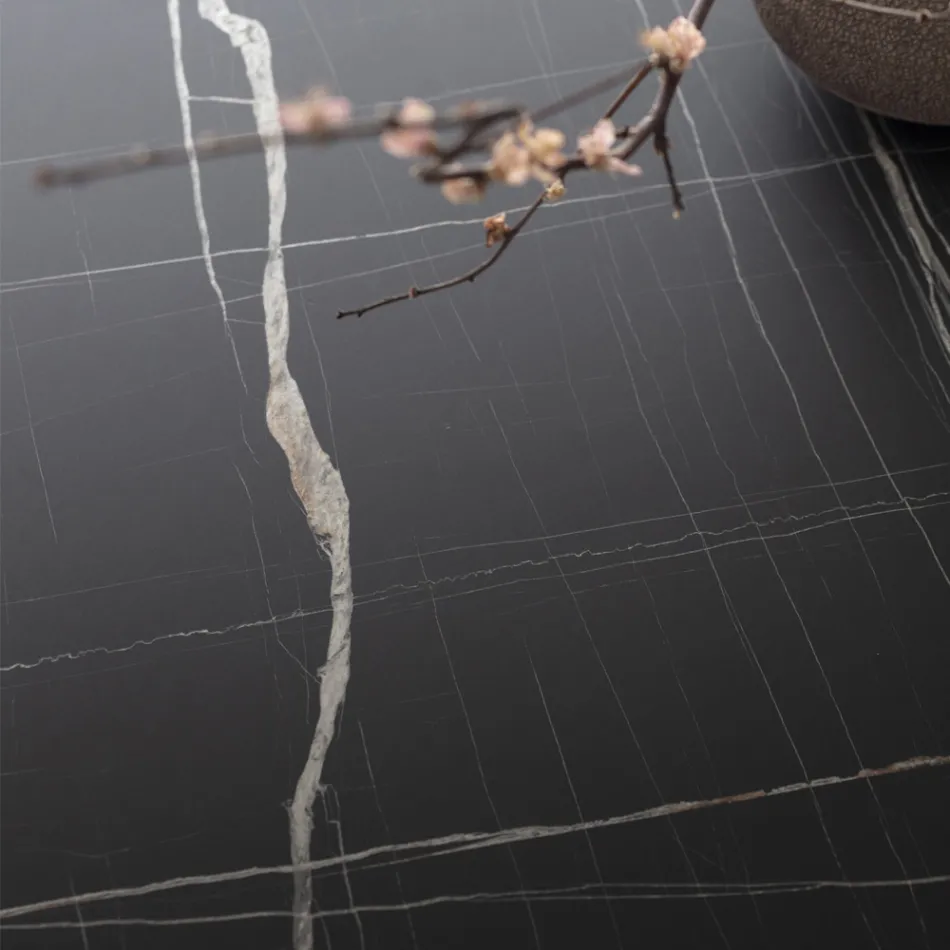 Runt matbord i metall och laminerad Hpl Tillverkad i Italien - Bastiano Viadurini