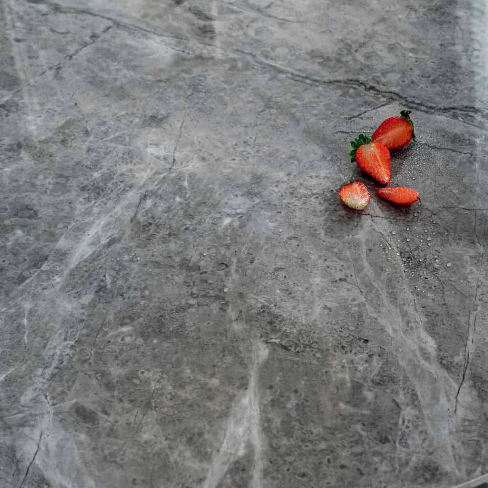 Modernt runt matbord i keramisk marmor och metalleffekt - Jarvis Viadurini