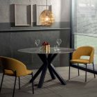 Modernt runt matbord i keramisk marmor och metalleffekt - Jarvis Viadurini