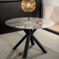 Modernt rund matbord i keramisk marmoreffekt och metall - Jarvis