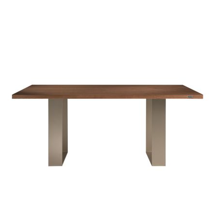 Matbordsstruktur i järn och massivt trä Tillverkad i Italien - Romino Viadurini