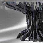 Cassia runda matbord, piano svart trä och glasskiva Viadurini