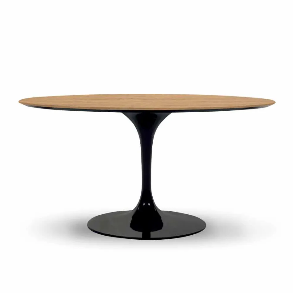 Runt matbord med fin fanerad skiva tillverkad i Italien - dollar Viadurini