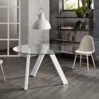 Adamo runt matbord med glasskiva, modern design Viadurini
