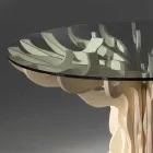 Round middag träbord med härdat glasskiva Dalia Viadurini