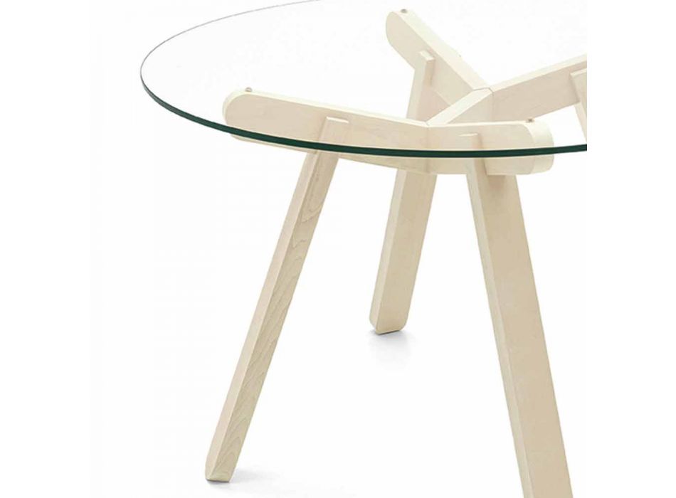 Runt matbord i härdat glas och trä tillverkat i Italien - Connubia Peeno Viadurini