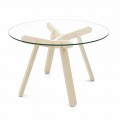 Runt matbord i härdat glas och trä tillverkat i Italien - Connubia Peeno