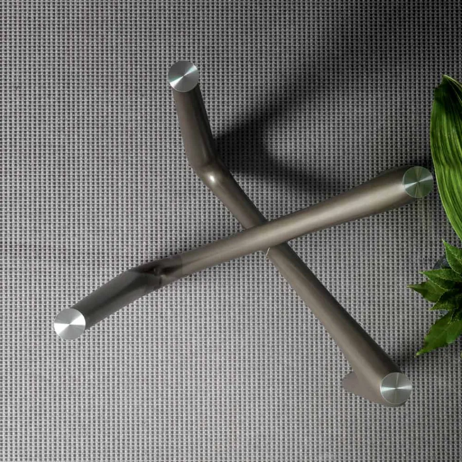 Runt matbord i genomskinligt glas och ben av polyuretan - Stalto Viadurini