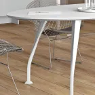 Ovalt mötesbord i vit melamin - Fadila Viadurini