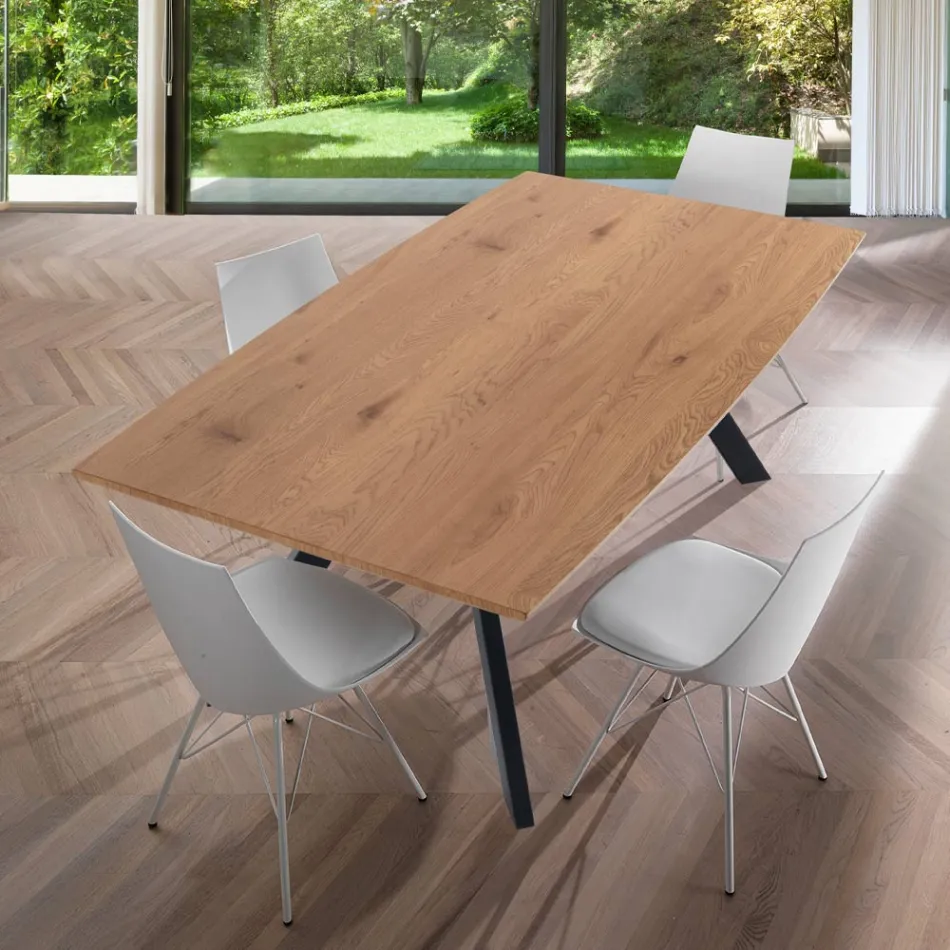 Vardagsbord med stålben och MDF-skiva - Terullio Viadurini