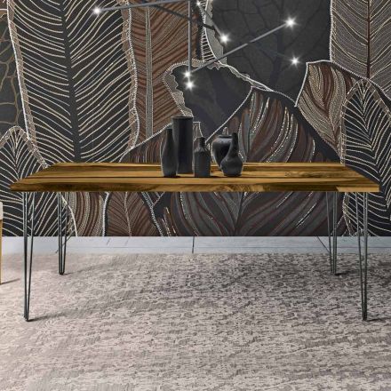 Vardagsrumsbord i ek och färgad epoxiharts Tillverkat i Italien - Magnus Viadurini