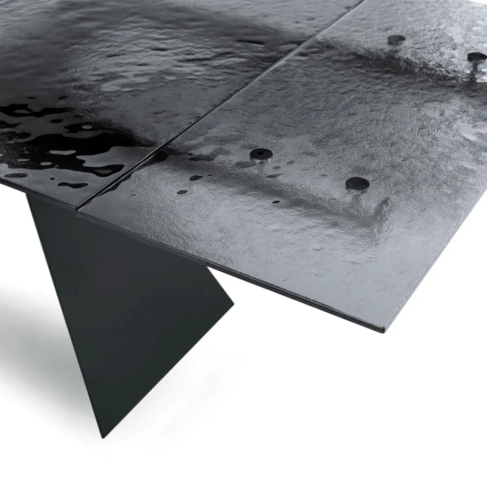 160x90 Vardagsrumsbord med transparent hamrad glasskiva - Martello Viadurini