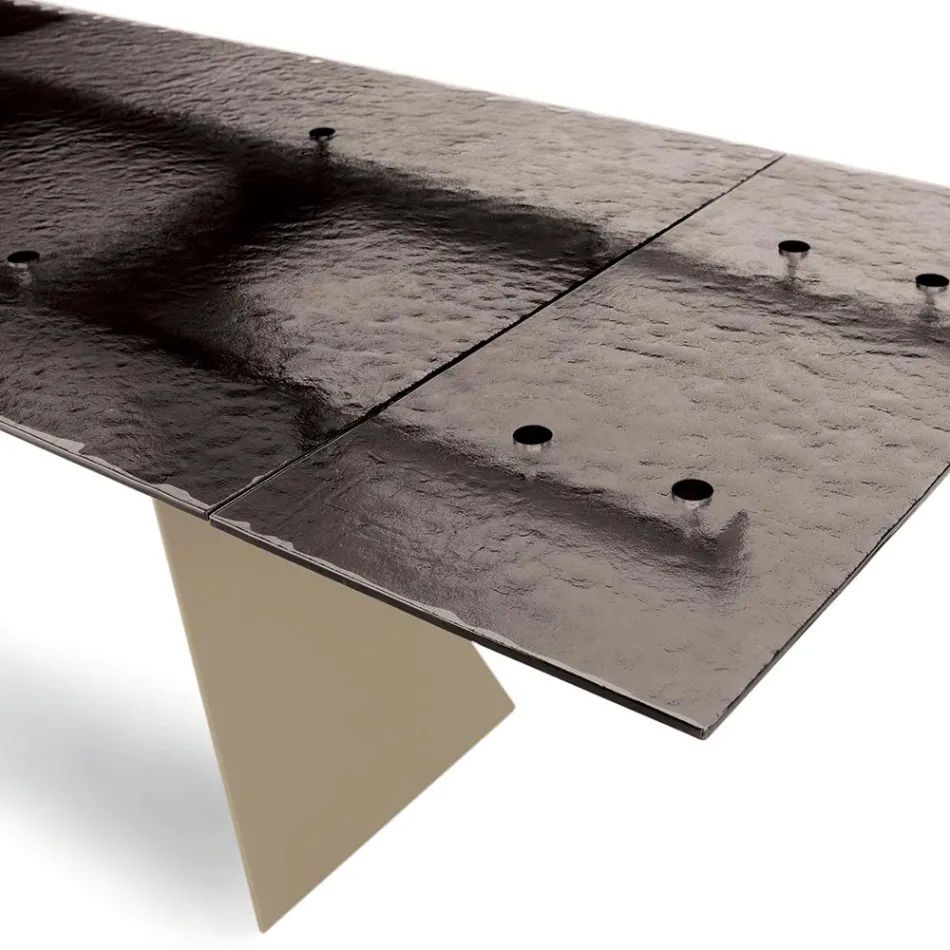 160x90 Vardagsrumsbord med transparent hamrad glasskiva - Martello Viadurini