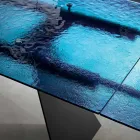 160x90 Vardagsrumsbord med transparent hamrad glasskiva - Martello Viadurini