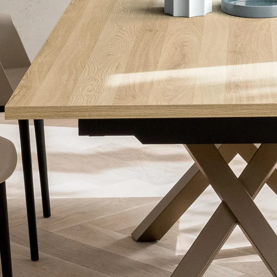 Utdragbart vardagsrumsbord 260 eller 300 cm i metall och HPL - Borgo Viadurini