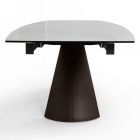 Utdragbart vardagsrumsbord med fatformad skiva i keramik Made in Italy - Glasögon Viadurini