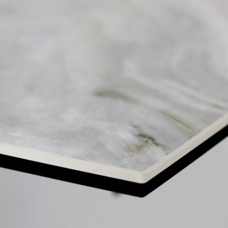 Utdragbart vardagsrumsbord med fatformad skiva i keramik Made in Italy - Glasögon Viadurini