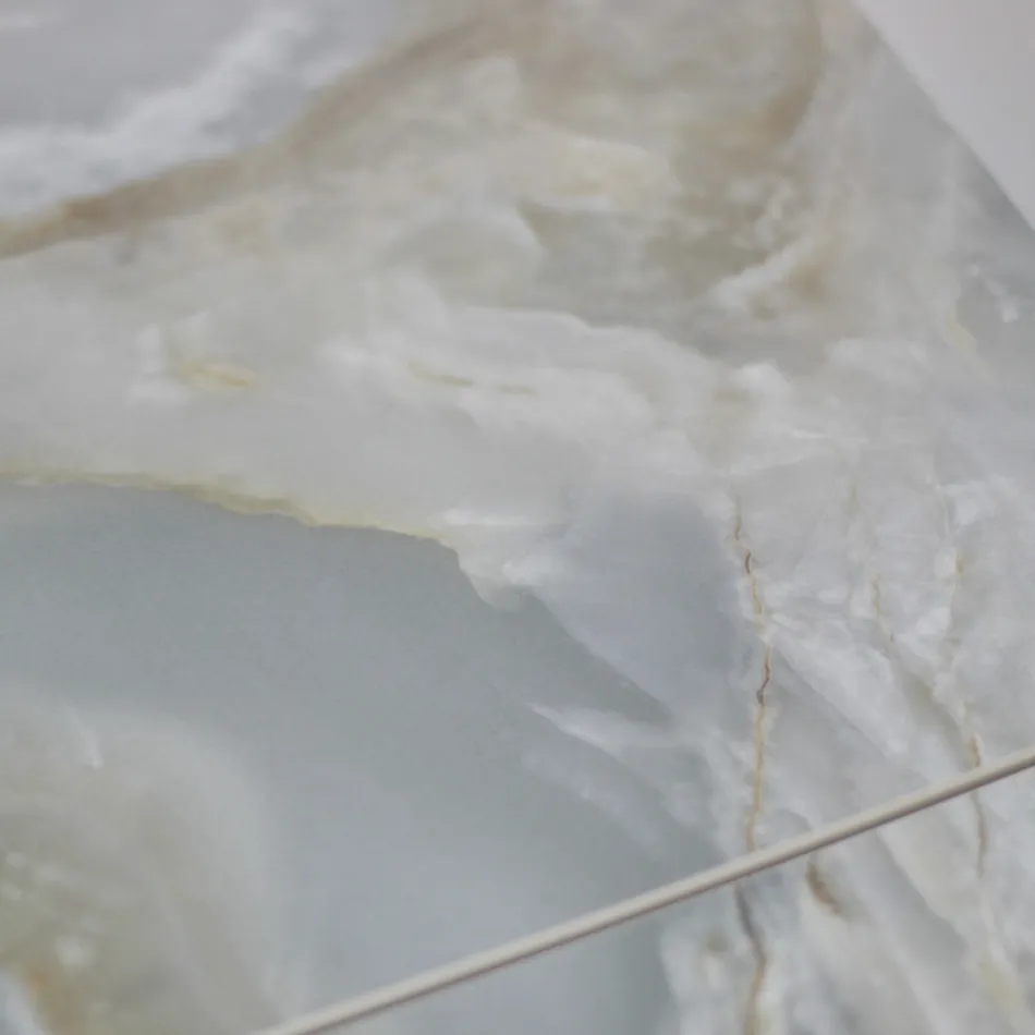 Utdragbart vardagsrumsbord med fatformad skiva i keramik Made in Italy - Glasögon Viadurini