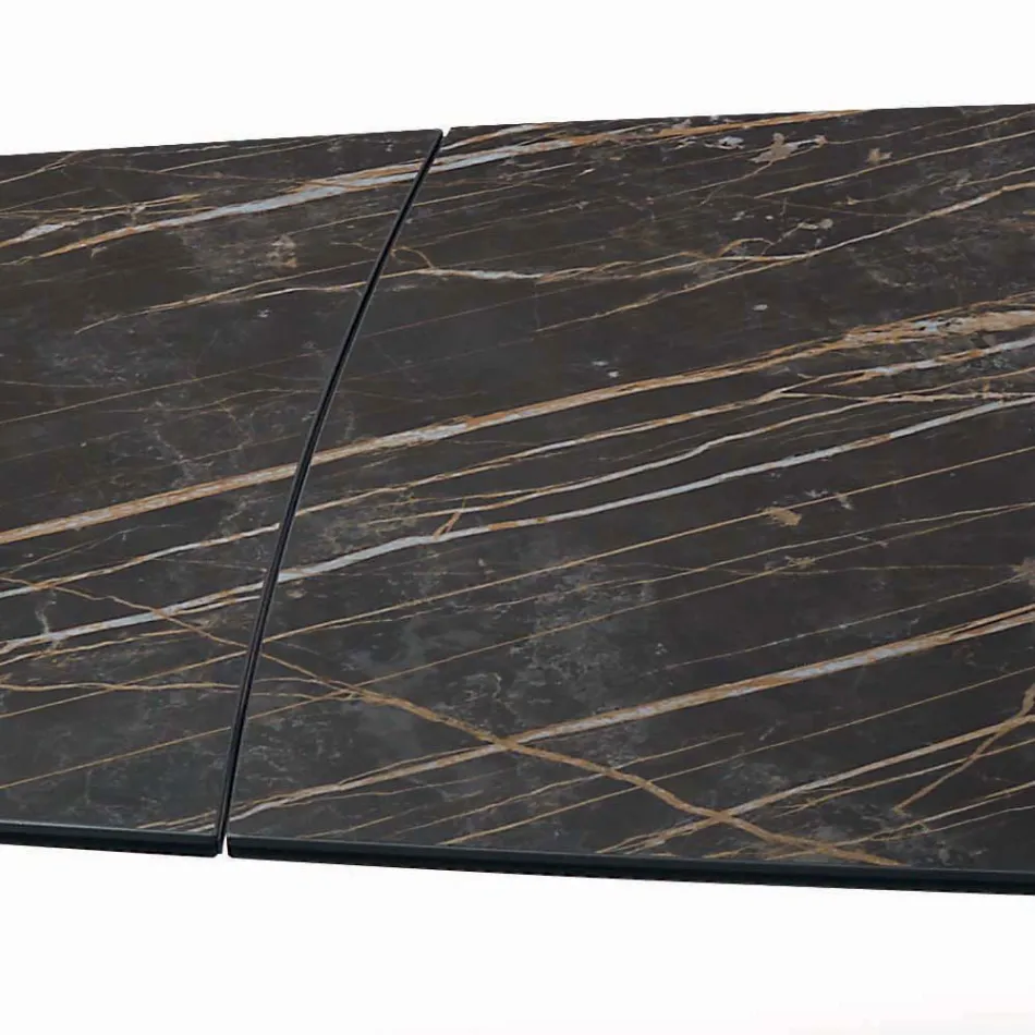 Utdragbart vardagsrumsbord med fatformad skiva i keramik Made in Italy - Glasögon Viadurini