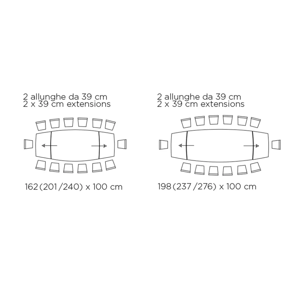 Utdragbart vardagsrumsbord med fatformad skiva i keramik Made in Italy - Glasögon Viadurini