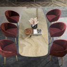 Vardagsrumsbord med fatformad skiva i keramik Tillverkat i Italien - Settimmio Viadurini