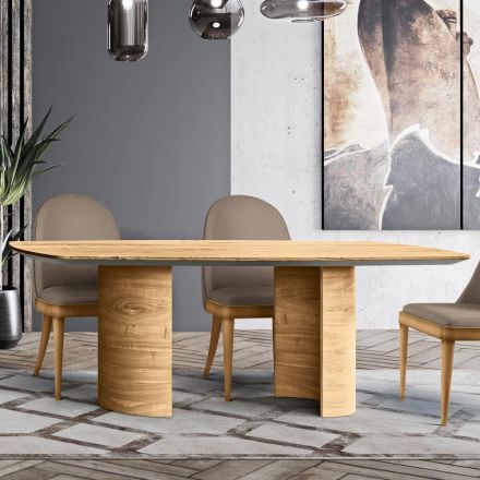 Vardagsbord med träskiva och underrede Tillverkat i Italien - Auktion Viadurini