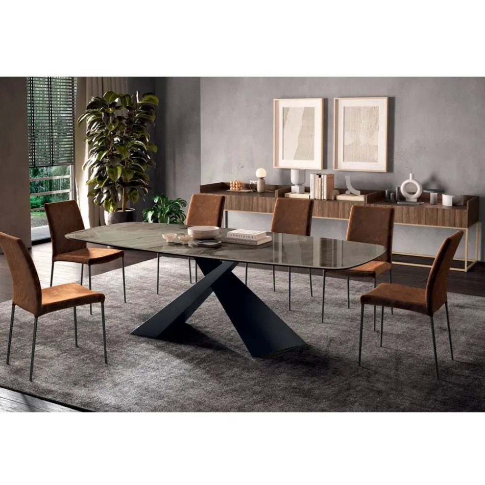 Fast vardagsrumsbord med keramikskiva Made in Italy - Holidays Viadurini