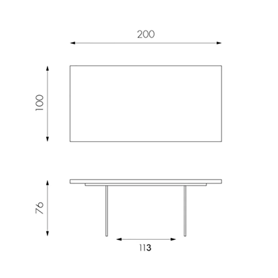 Vardagsbord i ekfaner och bas i härdat glas - Nicofisso Viadurini