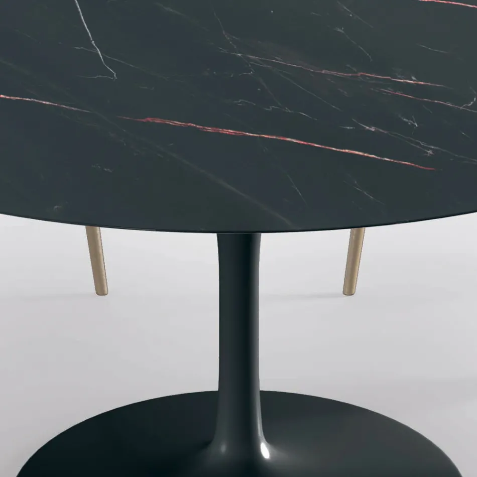 Fast runt vardagsrumsbord i laminat och aluminium Tillverkat i Italien - dollar Viadurini