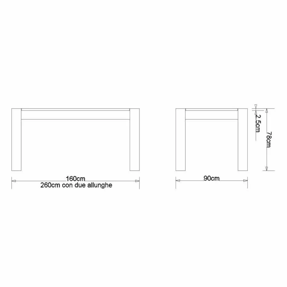 Utbyggbart designbord upp till 260 cm i Jacob ek Viadurini