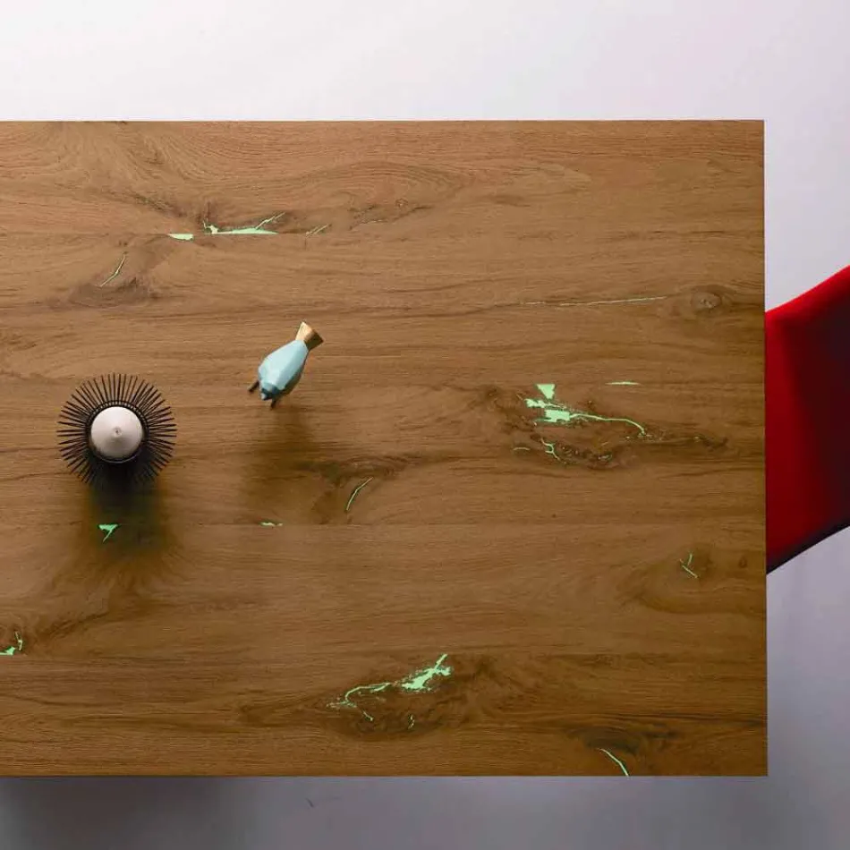 Utdragbart designbord Upp till 294 cm i trä och metall Tillverkad i Italien - Nuzzo Viadurini