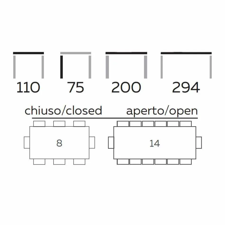 Utdragbart designbord Upp till 294 cm i trä och metall Tillverkad i Italien - Nuzzo Viadurini