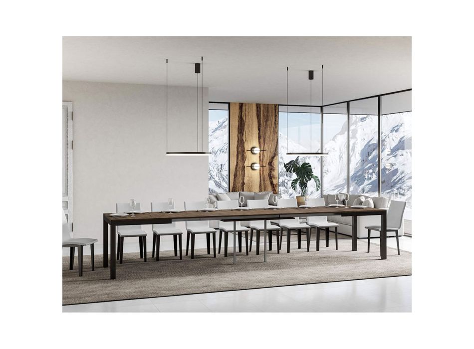 Designbord med träskiva Utdragbart upp till 440 cm Tillverkat i Italien - Foxy Viadurini