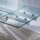 Design bord utdragbar metall och härdat glas Mesa Viadurini