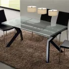 Design bord utdragbar metall och härdat glas Mesa Viadurini