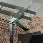 Design bord utdragbar metall och härdat glas Mesa Viadurini