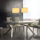 Design bord utdragbar metall och härdat glas Mesa Viadurini