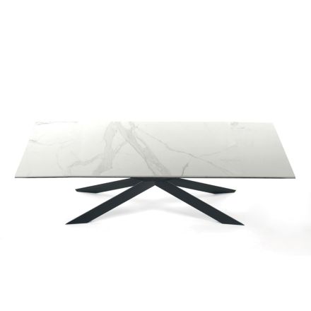 Design köksbord i keramik och svart stål Tillverkat i Italien - Grotta Viadurini