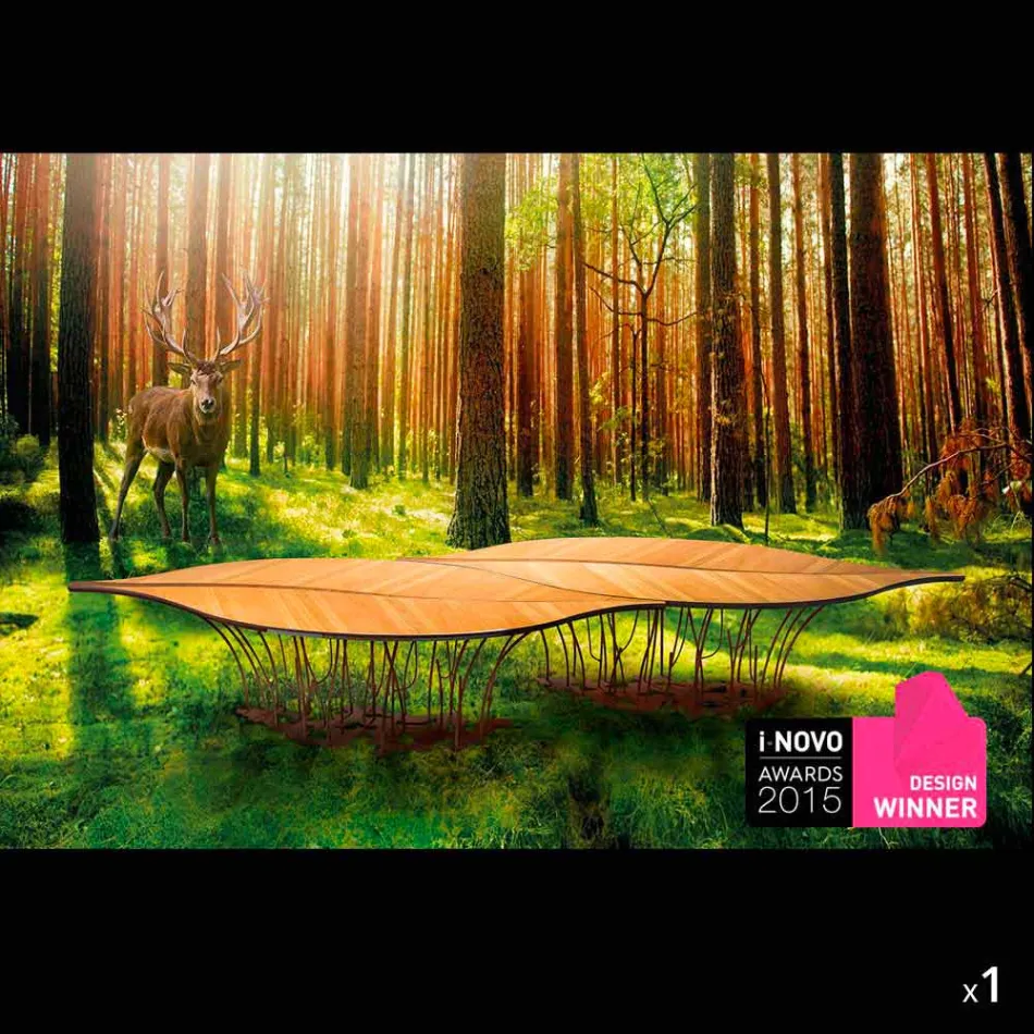 Design bord fanerad ek och valnöt Fenice Viadurini