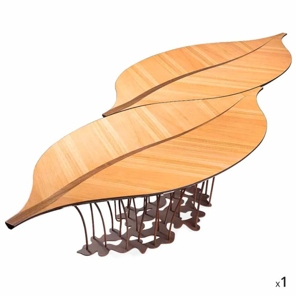 Design bord fanerad ek och valnöt Fenice Viadurini