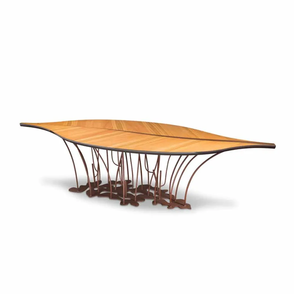 Design bord fanerad ek och valnöt Fenice Viadurini