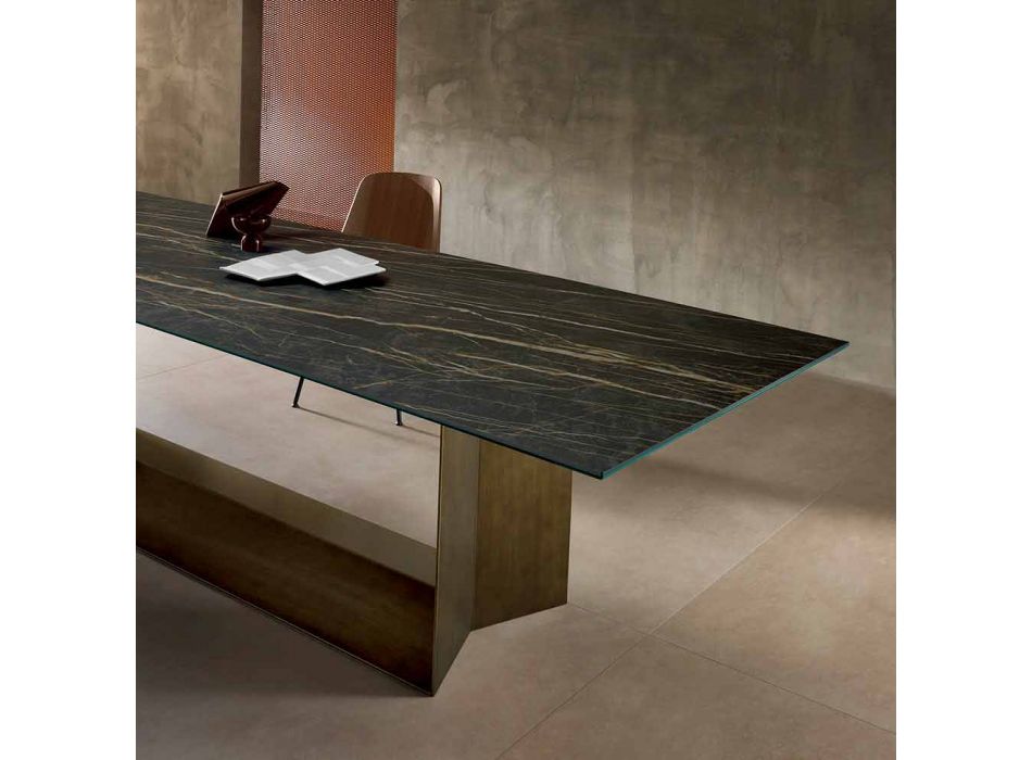 Designbord i Matt Noir Desir Keramik och metall tillverkad i Italien - mörkbrun Viadurini