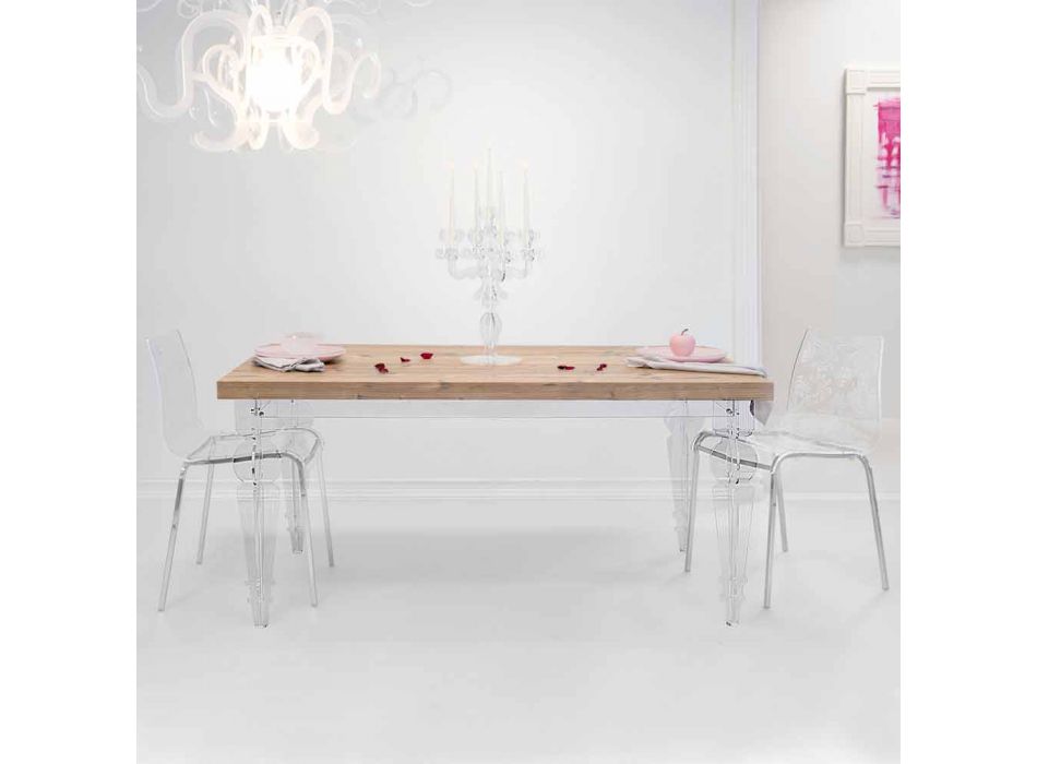 Designbord av gran och träplastglas tillverkat i Italien, Castro Viadurini