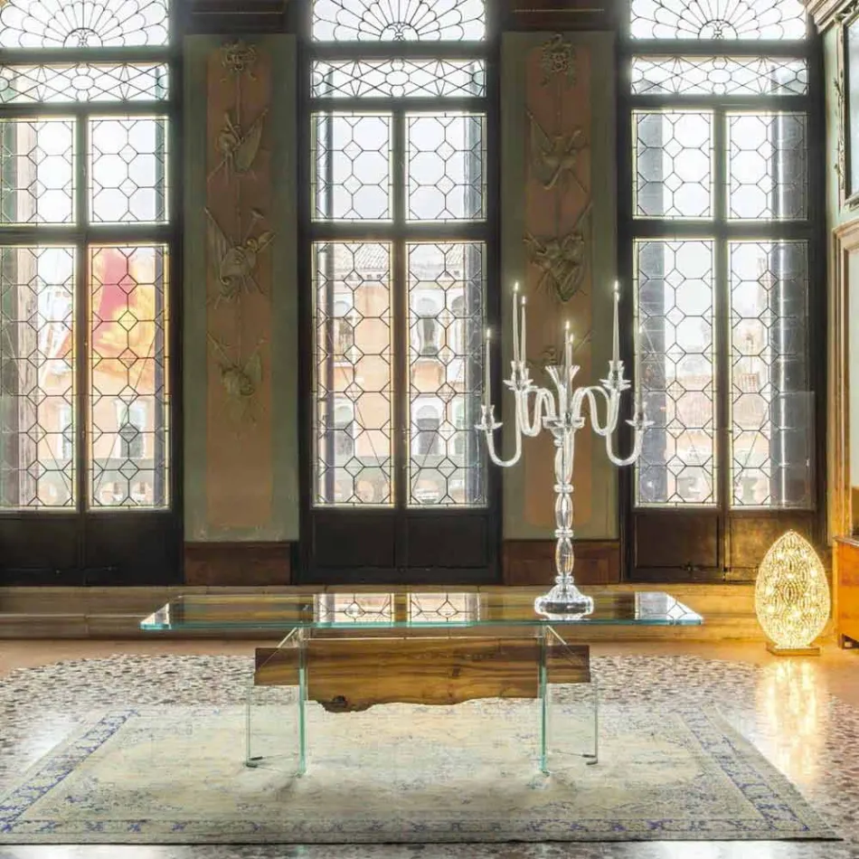 Dolphin Designer träbord och Venedig venetianska glas Viadurini