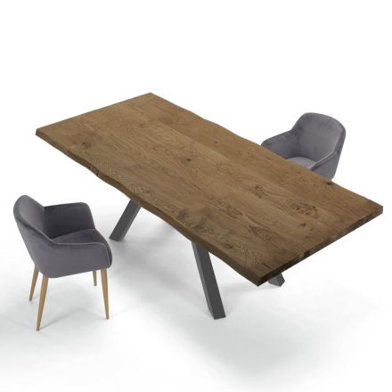 Designbord i trä och stål upp till 12 stolar Tillverkat i Italien - Settimmio Viadurini