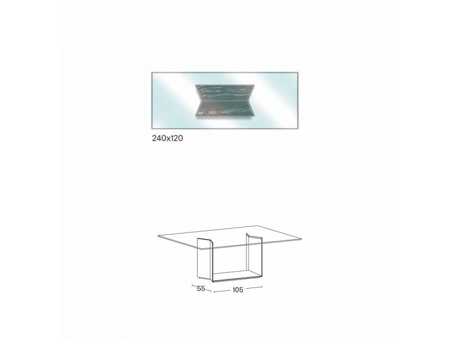 Designbord i metall och marmor med glasskiva tillverkad i Italien - Minera Viadurini